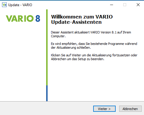 Updateassistent in der VARIO automatische Updates