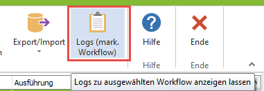 Log Dateien zum markierten Workflow ansehen